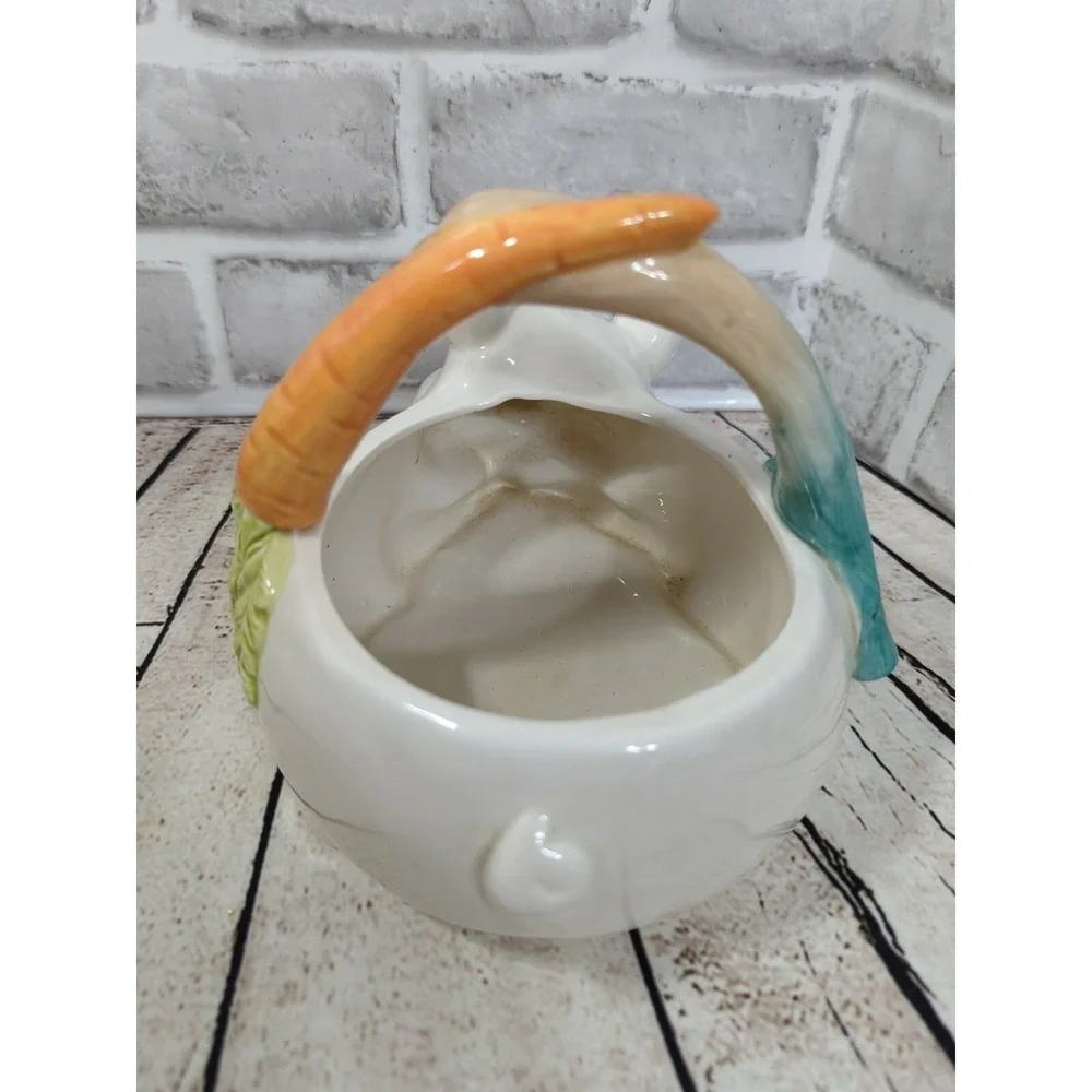 Fitz & Loyd Classics French Market Ceramic Pig Basket veggies 1993 vintage CHIPS
